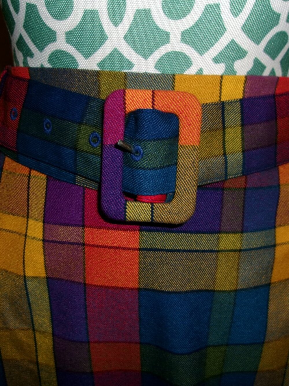 Modcloth RARE twirled series retro maximalist preppy plaid fall swing skirt, 1x - Picture 2 of 5